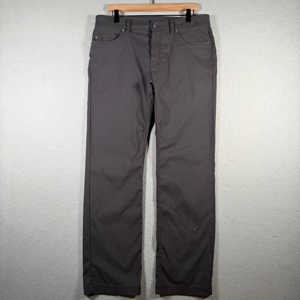Prana Mens Slim Fit Gray Technical Outdoor 5-Pocket Pants Size 34x31